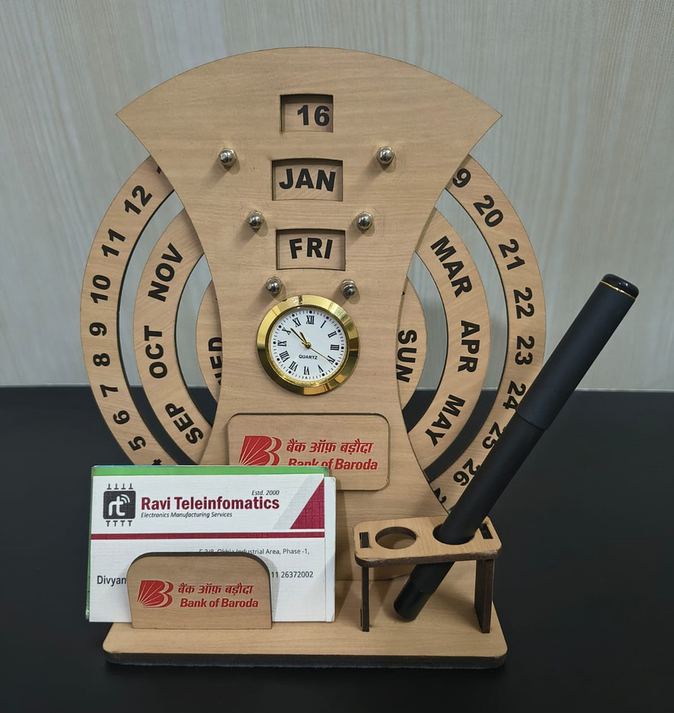 Rotating Calendar With Pen Stand Card Holder