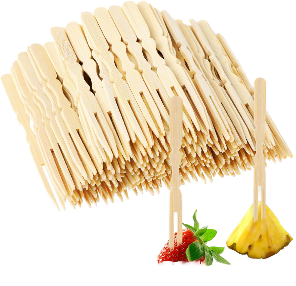 Bamboo Disposable Forks for Party Appetizers