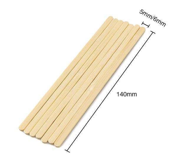 140mmx6mmx2mm Flat Bamboo Coffee Stirrer Customizable Size