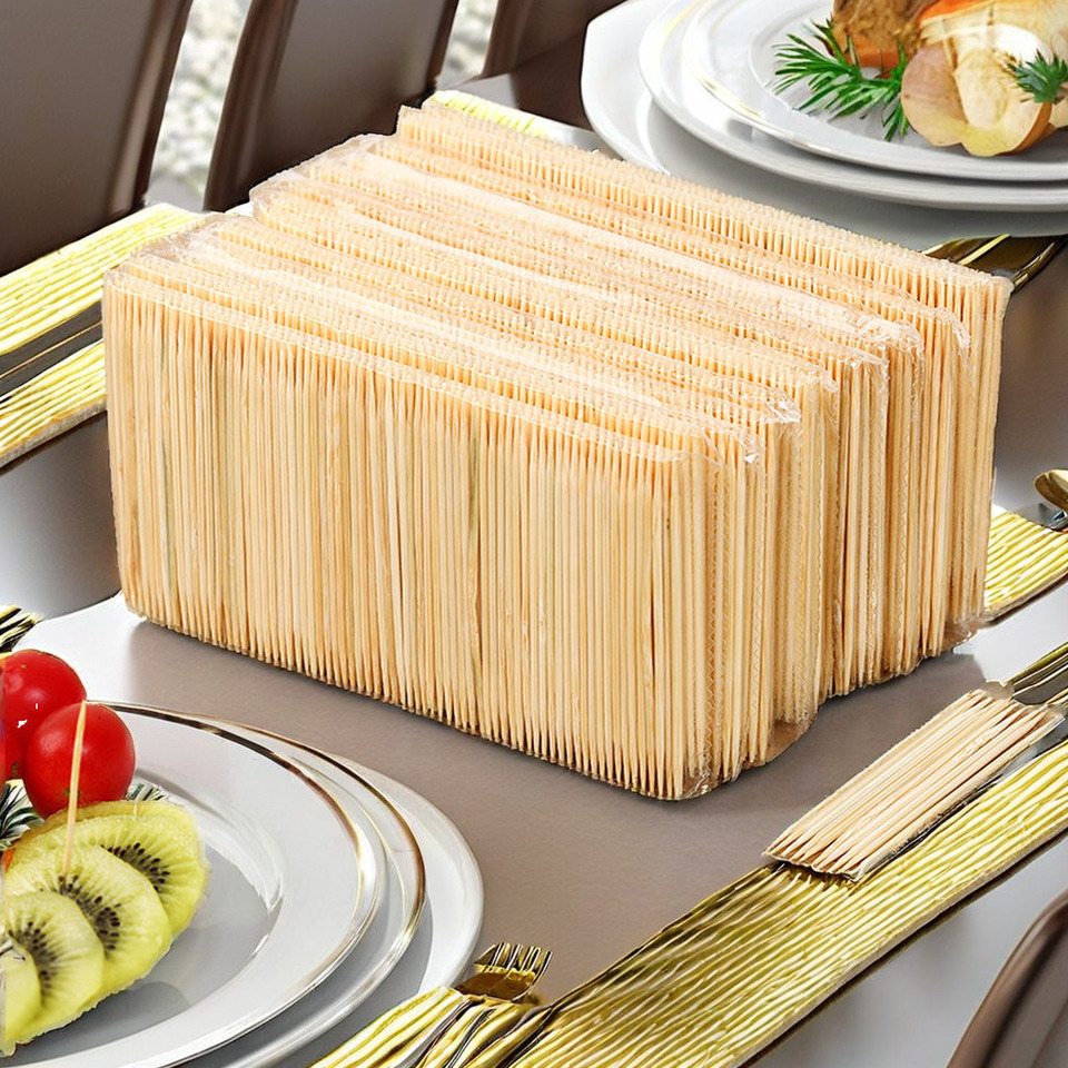 Disposable Bamboo Tooth Picks - Bamboo 6.5 cm Natural, Double Pointed, Polished, Smooth, Splinter-Free, Biodegradable, 200 Pieces