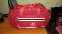 Fancy Travel Bag - Rexin Medium Red, Extendable Handle | Handmade, Washable, Unisex, No Wheels