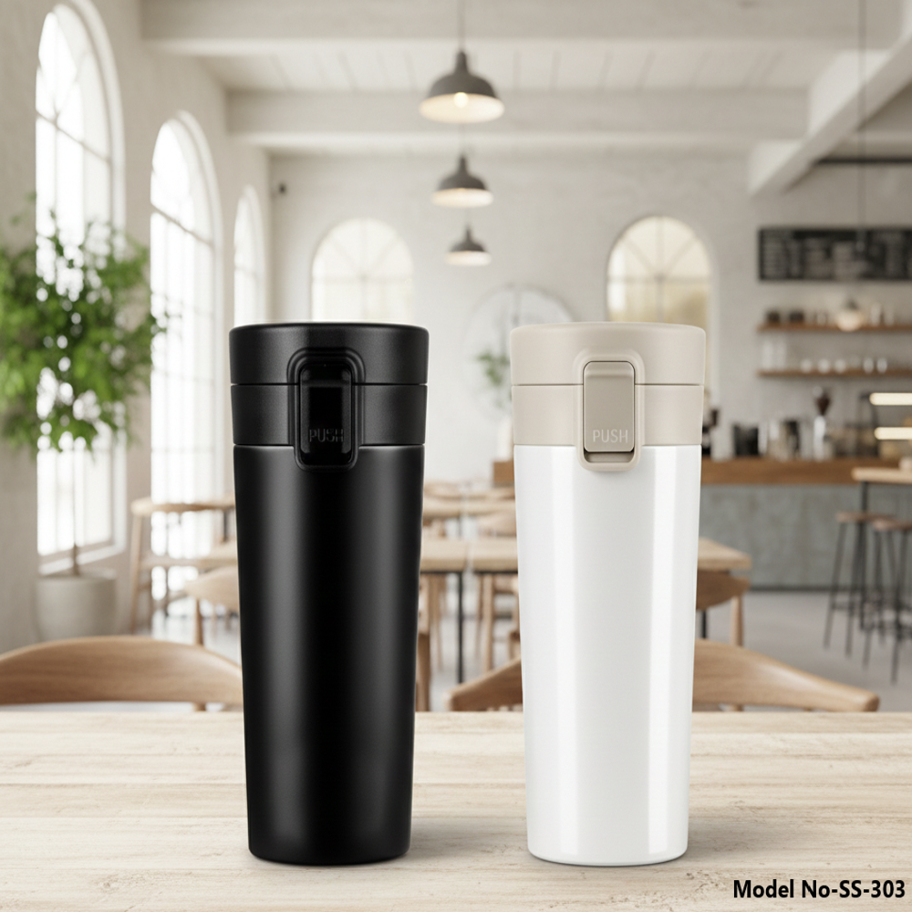 Stainless Steel Vacuum Insulated Travel Mug with Push Button Lid (SS-303)