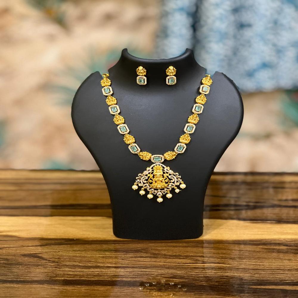 Emerald Pearl Temple Necklace Set