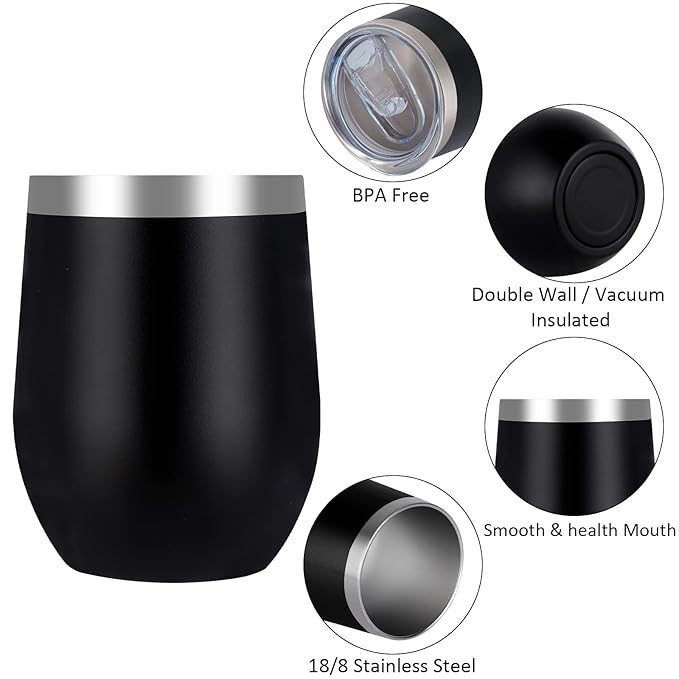 Stainless Steel Double Wall Vacuum Insulated Egg-Shaped Coffee Mug with Transparent Lid (SS-306)