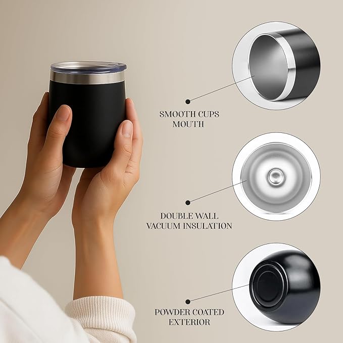 Stainless Steel Double Wall Vacuum Insulated Egg-Shaped Coffee Mug with Transparent Lid (SS-306)