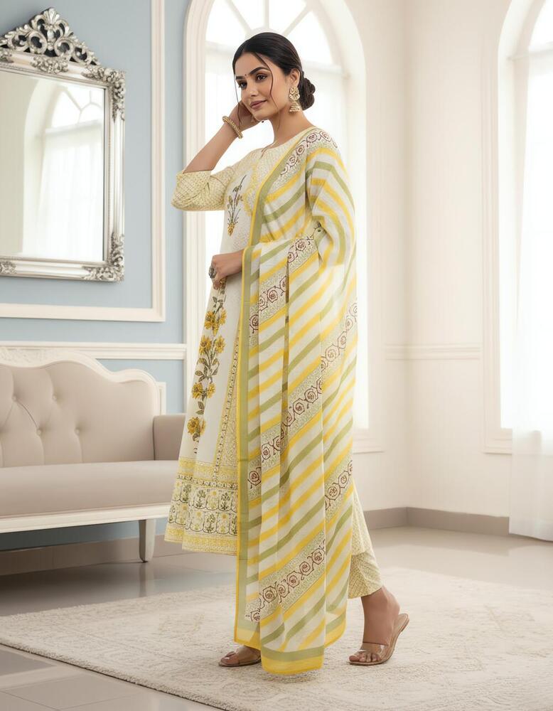 Beautiful Heavy Printed Cotton Fabric Top Bottom Dupatta