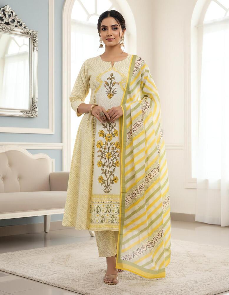 Beautiful Heavy Printed Cotton Fabric Top Bottom Dupatta