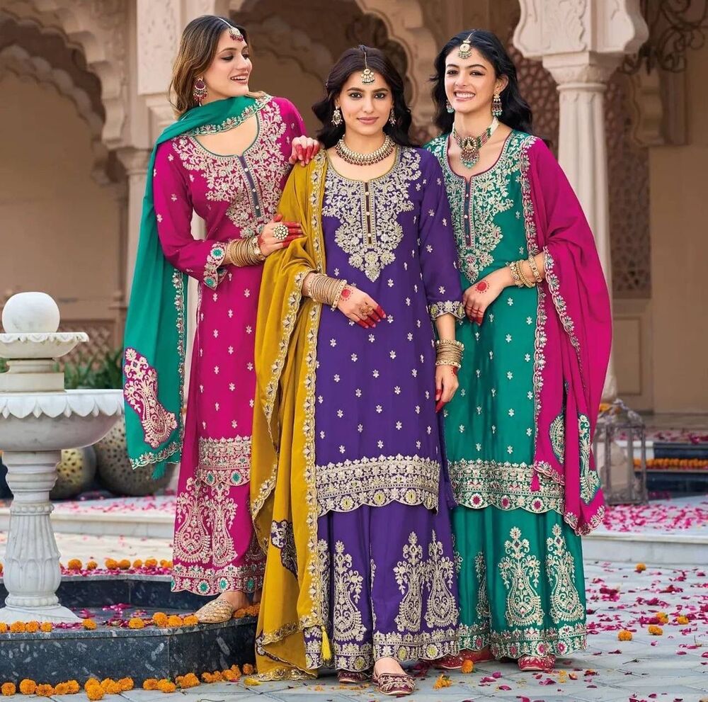 Designer Party Wear Top Plazzo And Dupatta Set