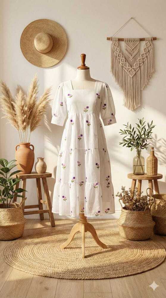 Y192Chanderi Cotton Ladies Dress