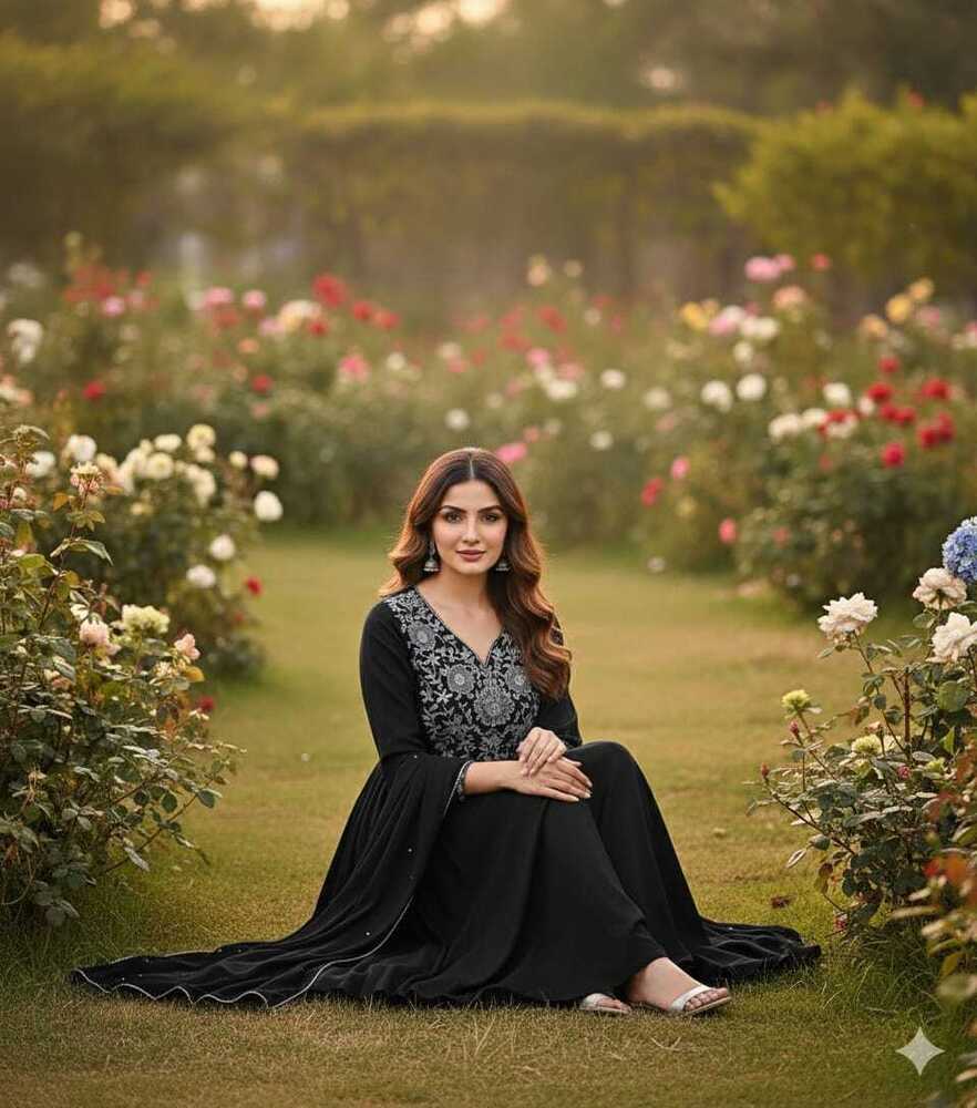 Ladies Black Anarkali Dress