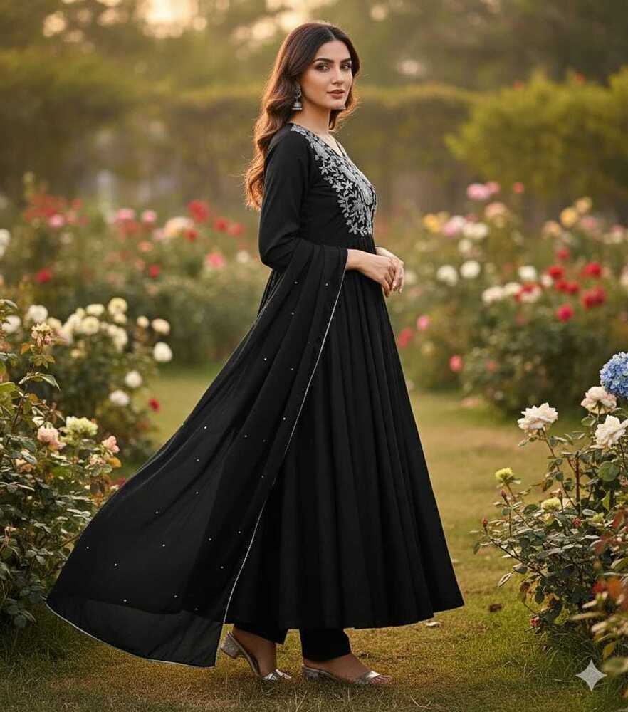 Ladies Black Anarkali Dress