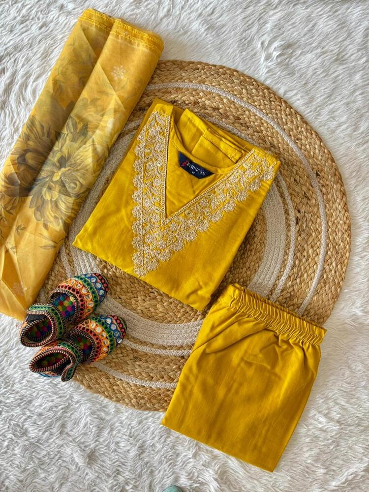 Ladies Elegant 3 Pcs Kurti Set