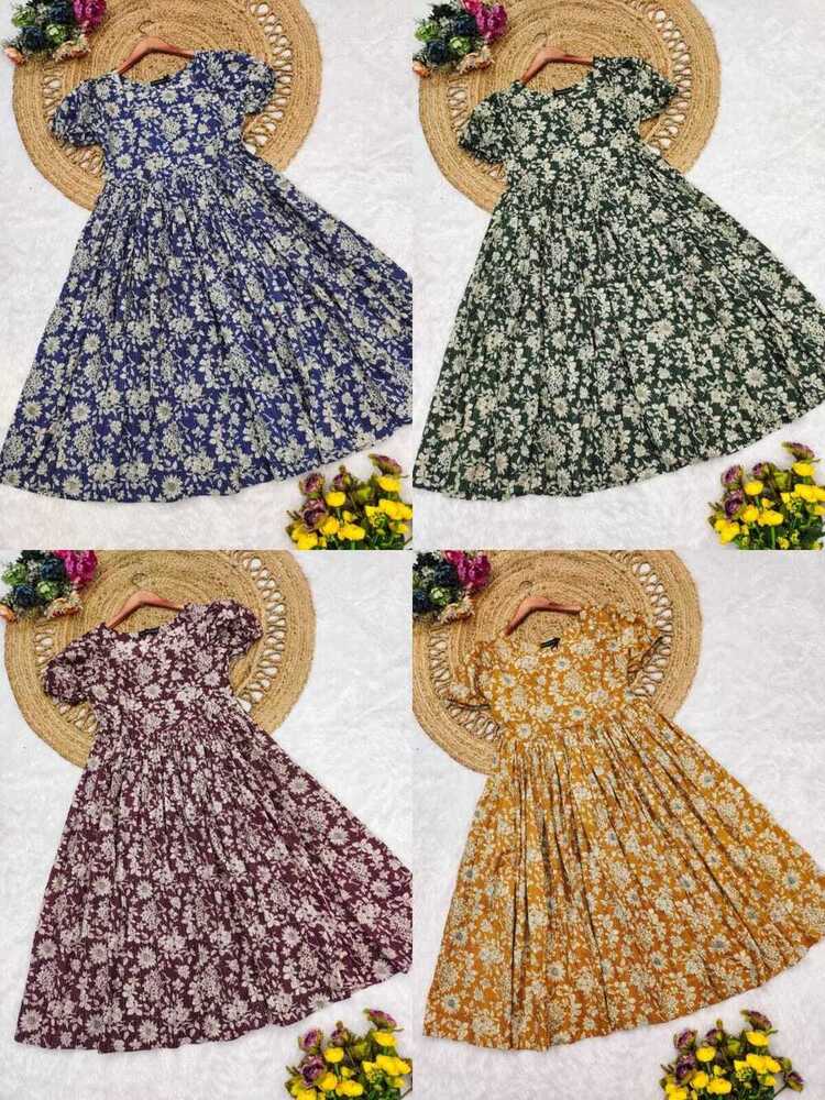 Ladies Pure Cotton Katha  Work Maxi