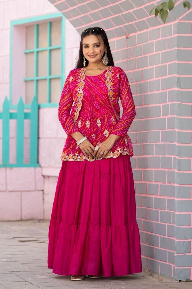 Holi Hpecial Bandhej Lehenga Crop Top