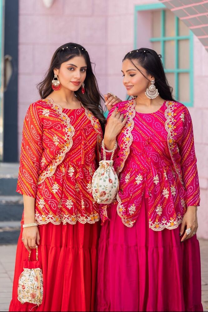 Holi Hpecial Bandhej Lehenga Crop Top