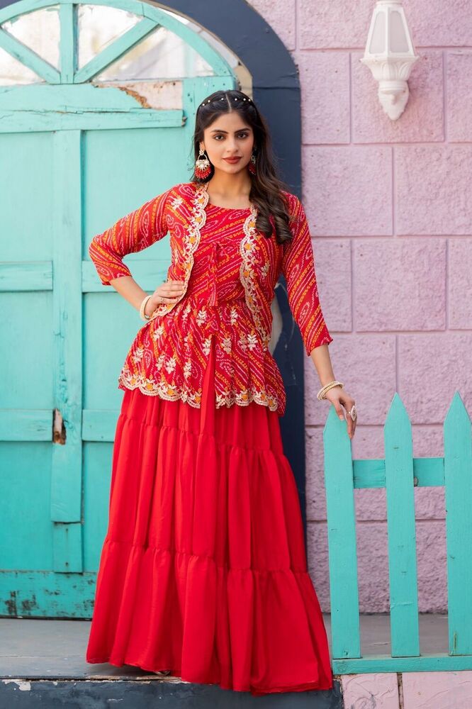 Holi Hpecial Bandhej Lehenga Crop Top