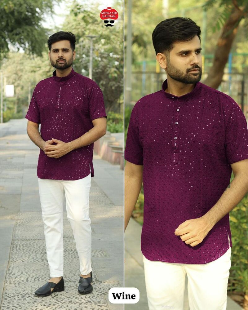 Chikan Work Fabric Stylish Short Kurta