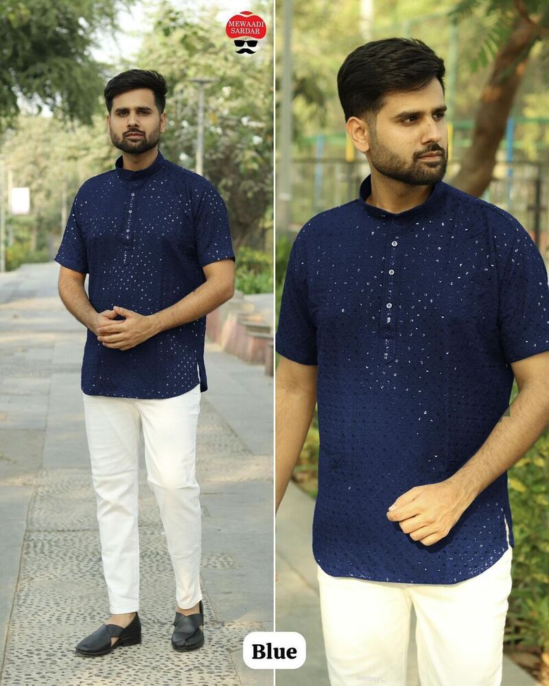 Chikan Work Fabric Stylish Short Kurta