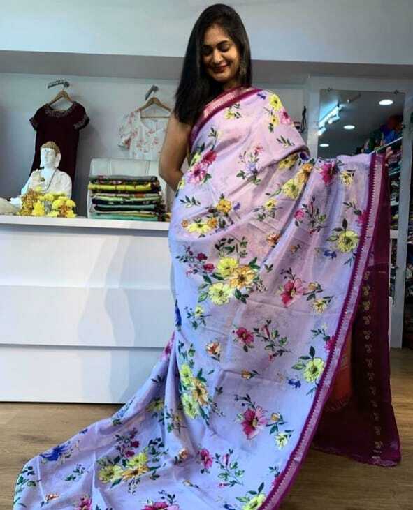 Mg631 Ladies Soft Linen Digital Print Saree