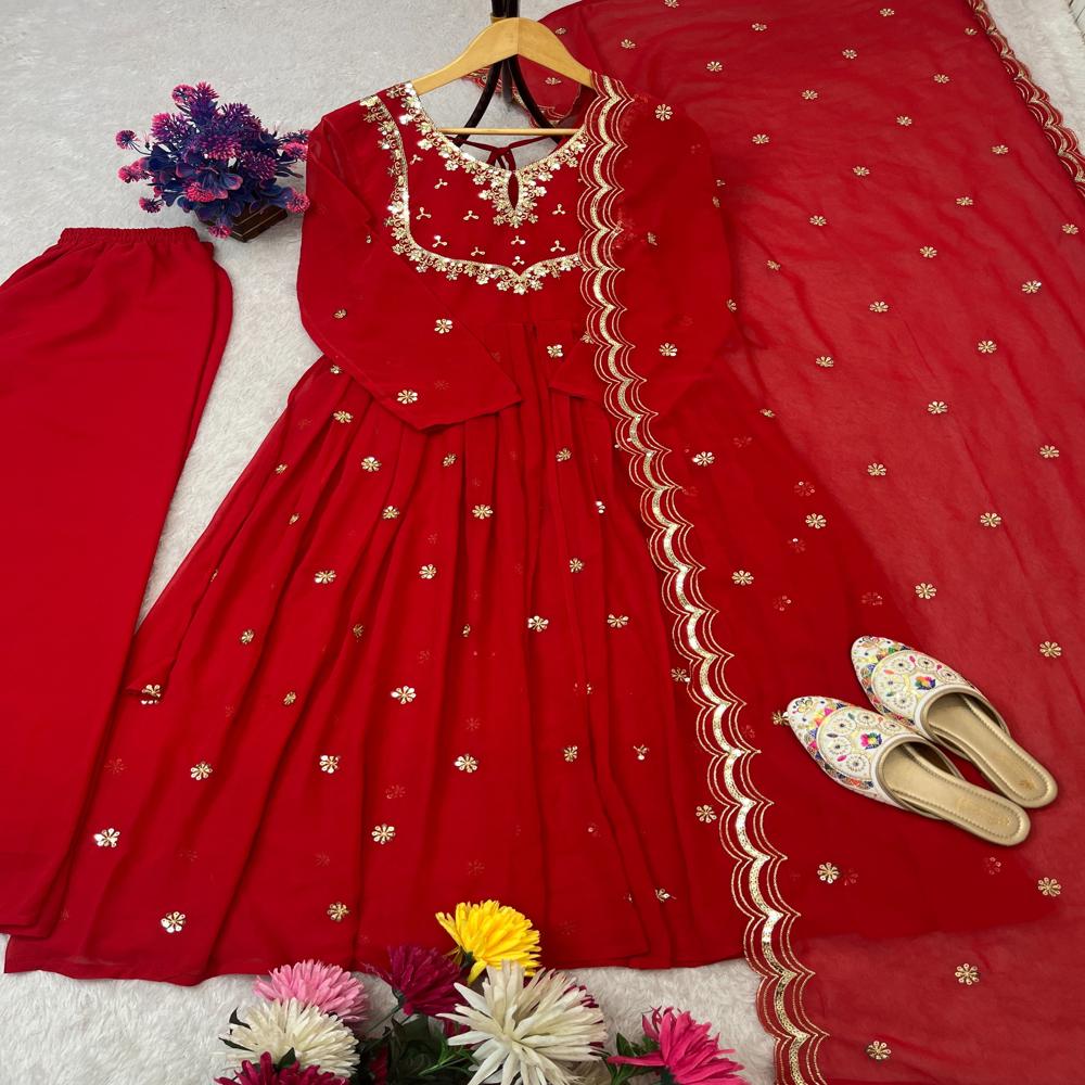Women Red Festive Wear Gown
