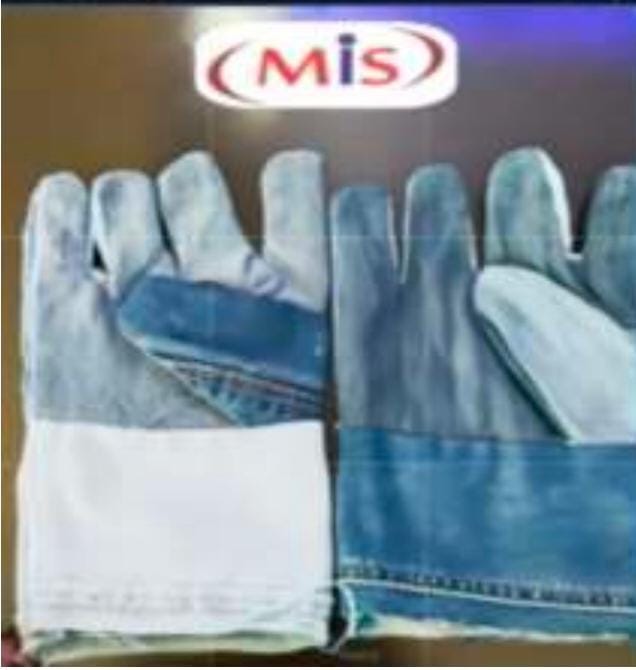 Blue Plain Jeans Cotton Gloves - Gender: Unisex