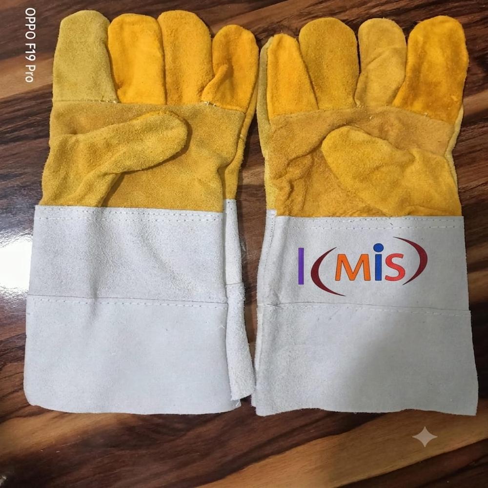 Leather Gloves - Color: Yellow/Grey