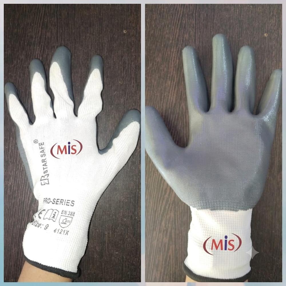 Nitrile Coated Gloves - Color: Grey/white
