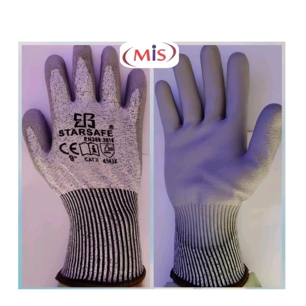Pu Coated Hand Gloves Cut - 5 - Color: Grey