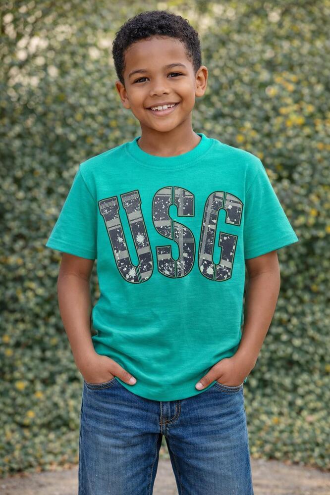 Boys Printed Light Green T-Shirt