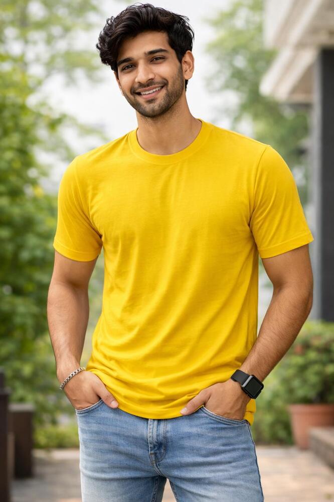 Mens Plain Yellow T-Shirt