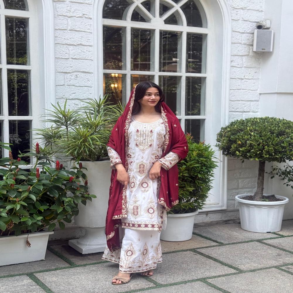 Pakistani Design Straight Kurti - Color: Red-yellow-blue