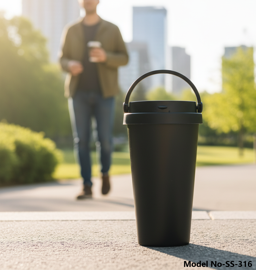 Stainless Steel Vacuum Insulated Travel Coffee Mug with Handle (SS-316)