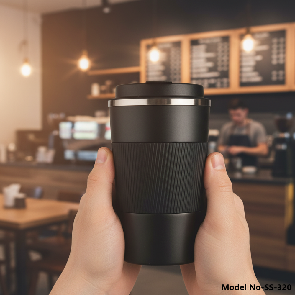 Luxury Double-wall Vacuum Insulated Coffee Mug With Anti-slip Textured Silicone Grip (ss-320)