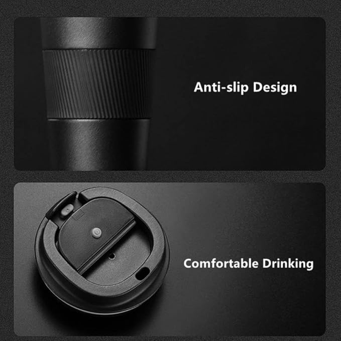 Luxury Double-Wall Vacuum Insulated Coffee Mug with Anti-Slip Textured Silicone Grip (SS-320)