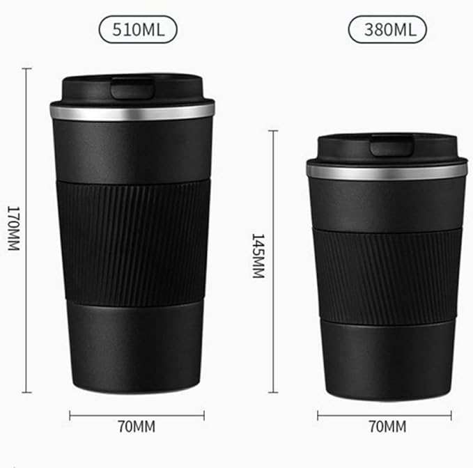 Luxury Double-Wall Vacuum Insulated Coffee Mug with Anti-Slip Textured Silicone Grip (SS-320)