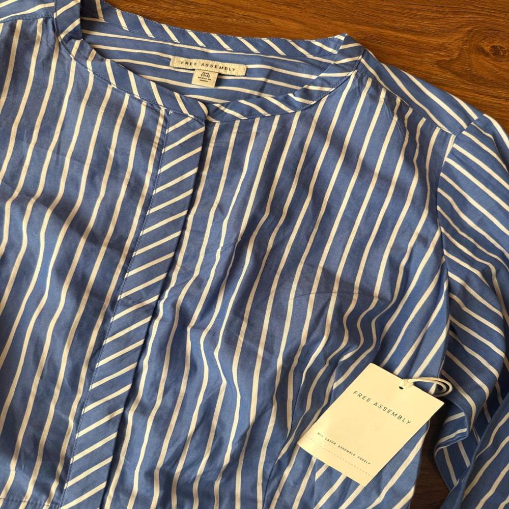 W13448 Free Assembly Ladies Striped Full Open Dress