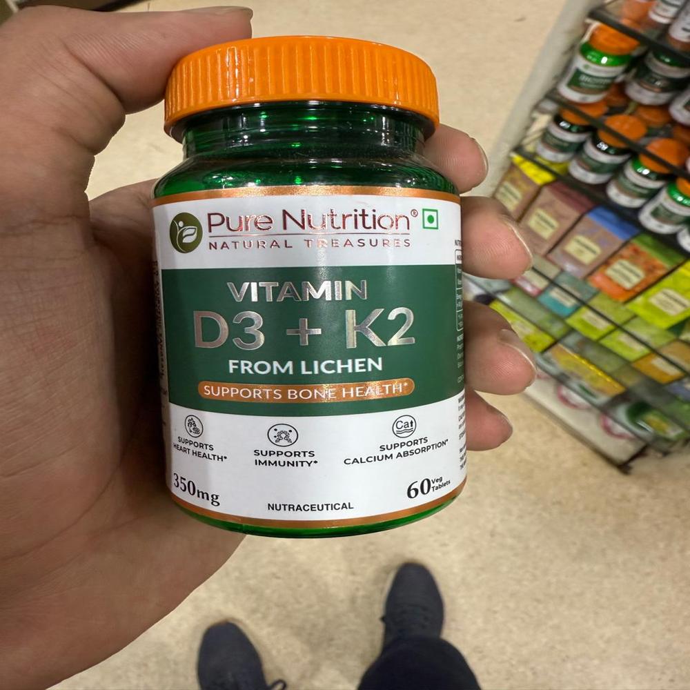 Pure Nutrition Vitamin D3+K2 Tab (for Immunity, Bones & Heart Health Veg Tablet)
