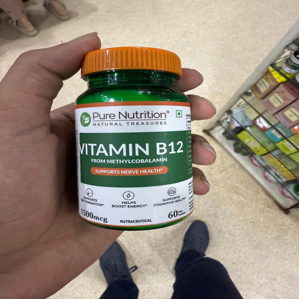 Pure Nutrition Vitamin B12 Tab 1500mcg (from Methylcobalamin Supports Nerve Health)