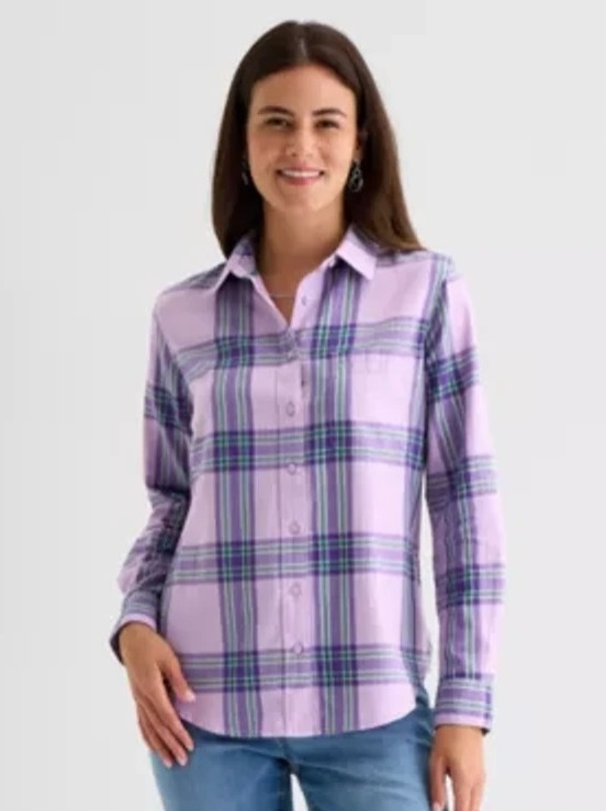 W13442 St. John's Bay Ladies Checked Woven Shirts
