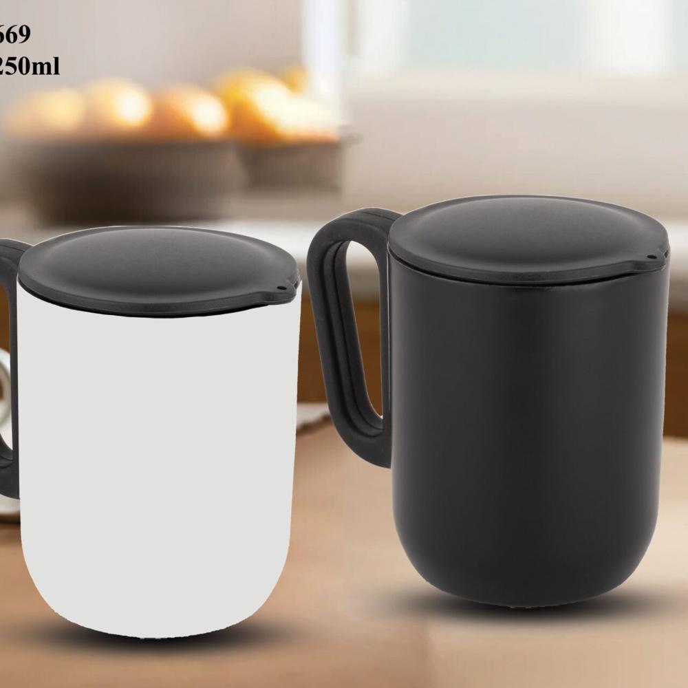 Double-Walled Vacuum Insulated Steel Coffee Mug with handle (SS-323)