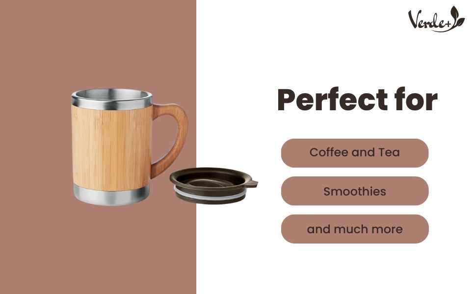 Bamboo-Wrapped Stainless Steel Insulated Coffee Mug with Wooden Handle (SS-325)