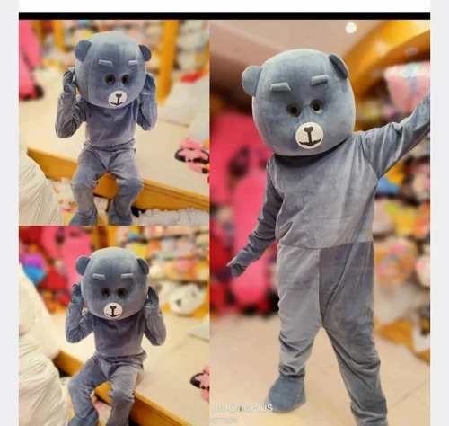 Premium Grey Teddy Mascot Costume