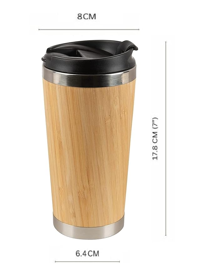 Eco-Friendly Premium Bamboo Finished Stainless Steel Insulated Travel Mug (SS-326)