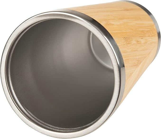 Eco-Friendly Premium Bamboo Finished Stainless Steel Insulated Travel Mug (SS-326)