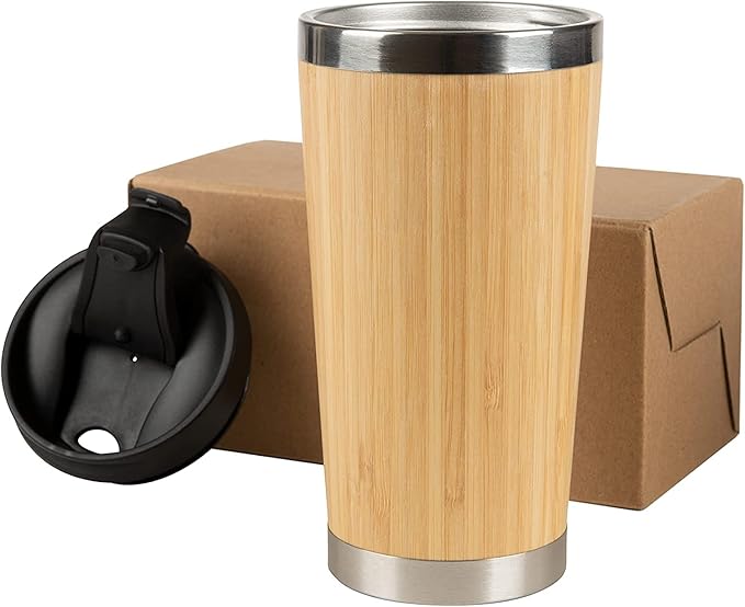 Eco-Friendly Premium Bamboo Finished Stainless Steel Insulated Travel Mug (SS-326)