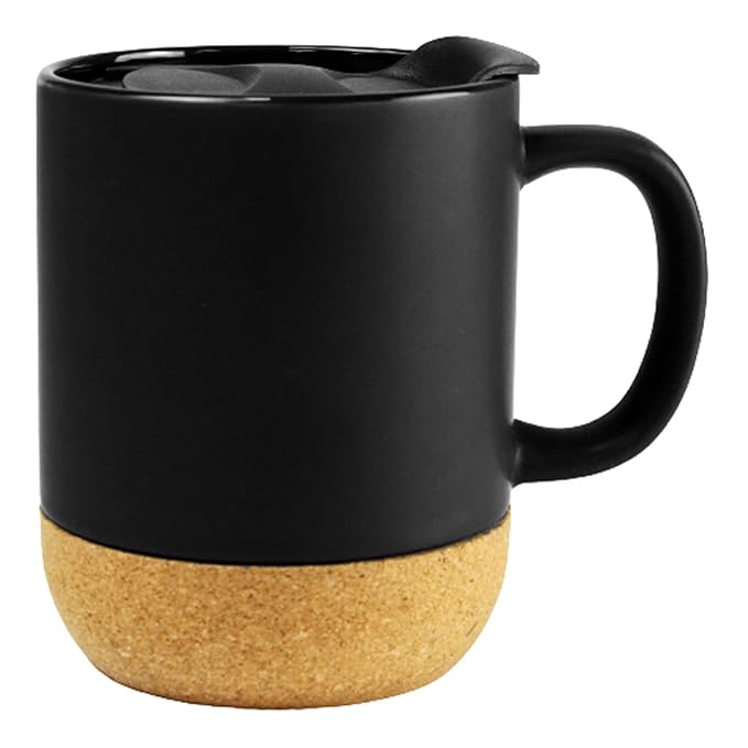Premium Cork-Base Insulated Ceramic Travel Mug with Splash-Proof Lid (SS-327)