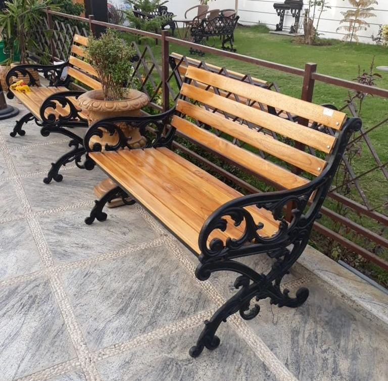 Cast Iron And Wooden Outdoor Garden Bench