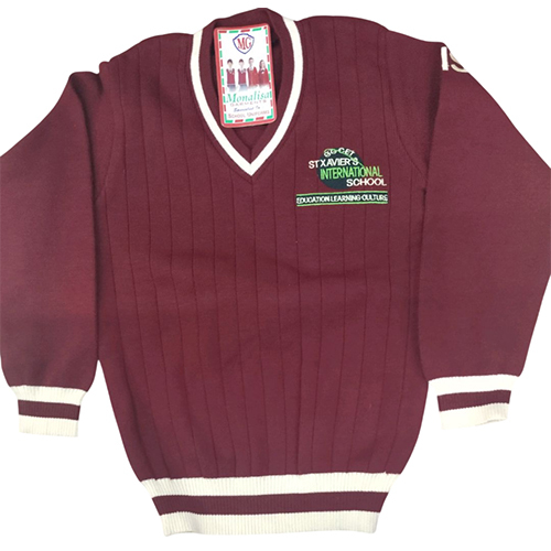 Red Color Unisex School Sweater