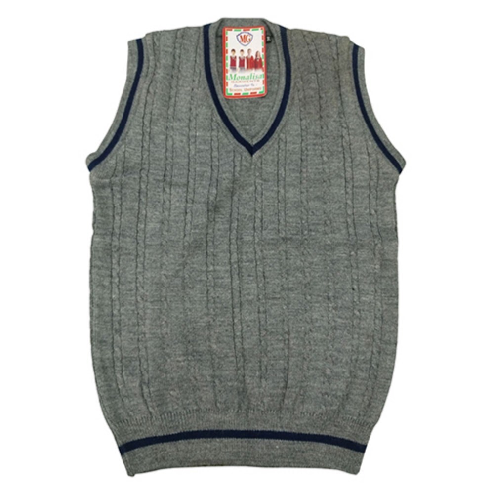 Grey School Uniform Half Sweaters - Acrylic Wool Blend, V-Neck, Unisex, Anti-Pilling, Colorfast, Warmth Retention