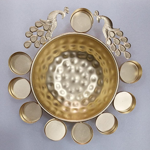 Metal Peacock T Light Urli